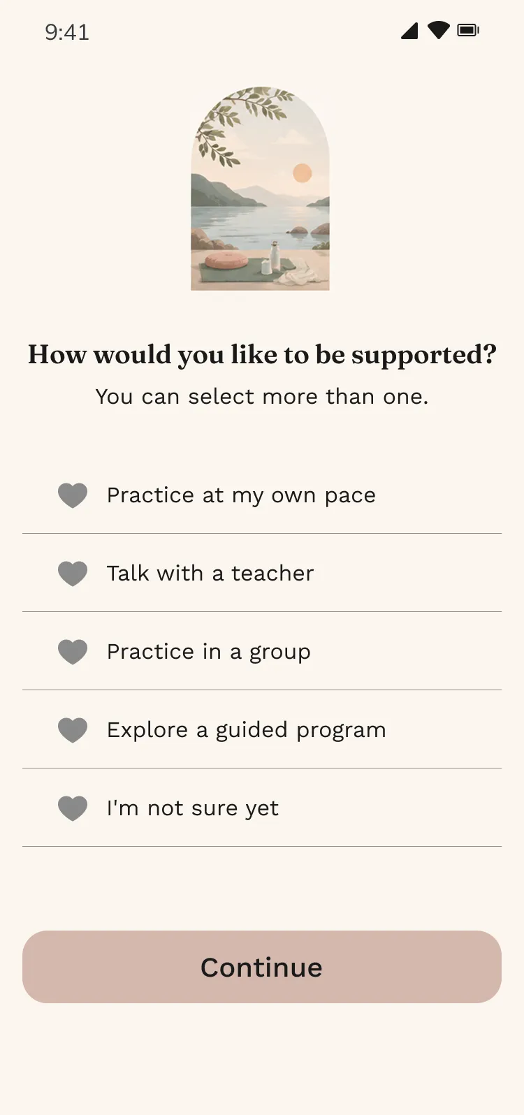 Choose your support, intention, time and duration.