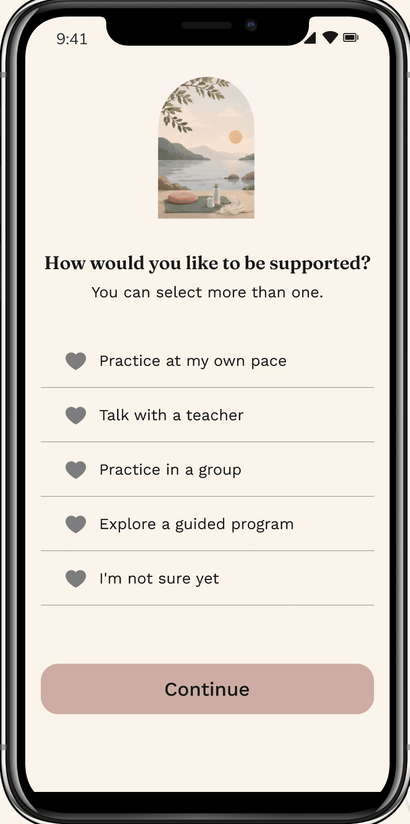 Choose your support, intention, time and duration.